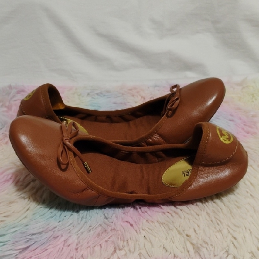 Michael Kors Women's Brown Leather Ballet Flats Sz.8.5 Worn 2x - Picture 5 of 11